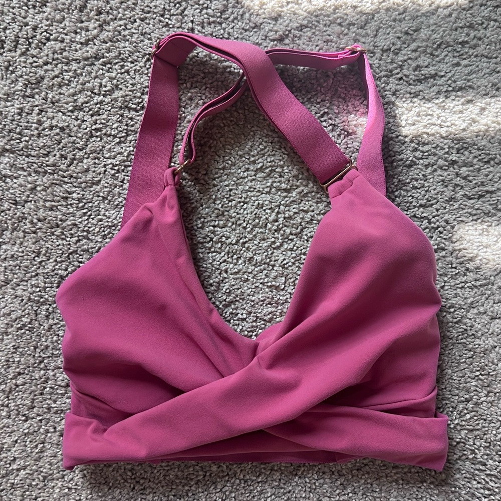 BuffBunny Vibrant Pink Cross-Front Sports Bra